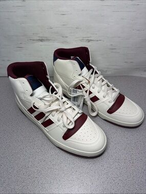 adidas High-Top Sneakers in White and Burgundy